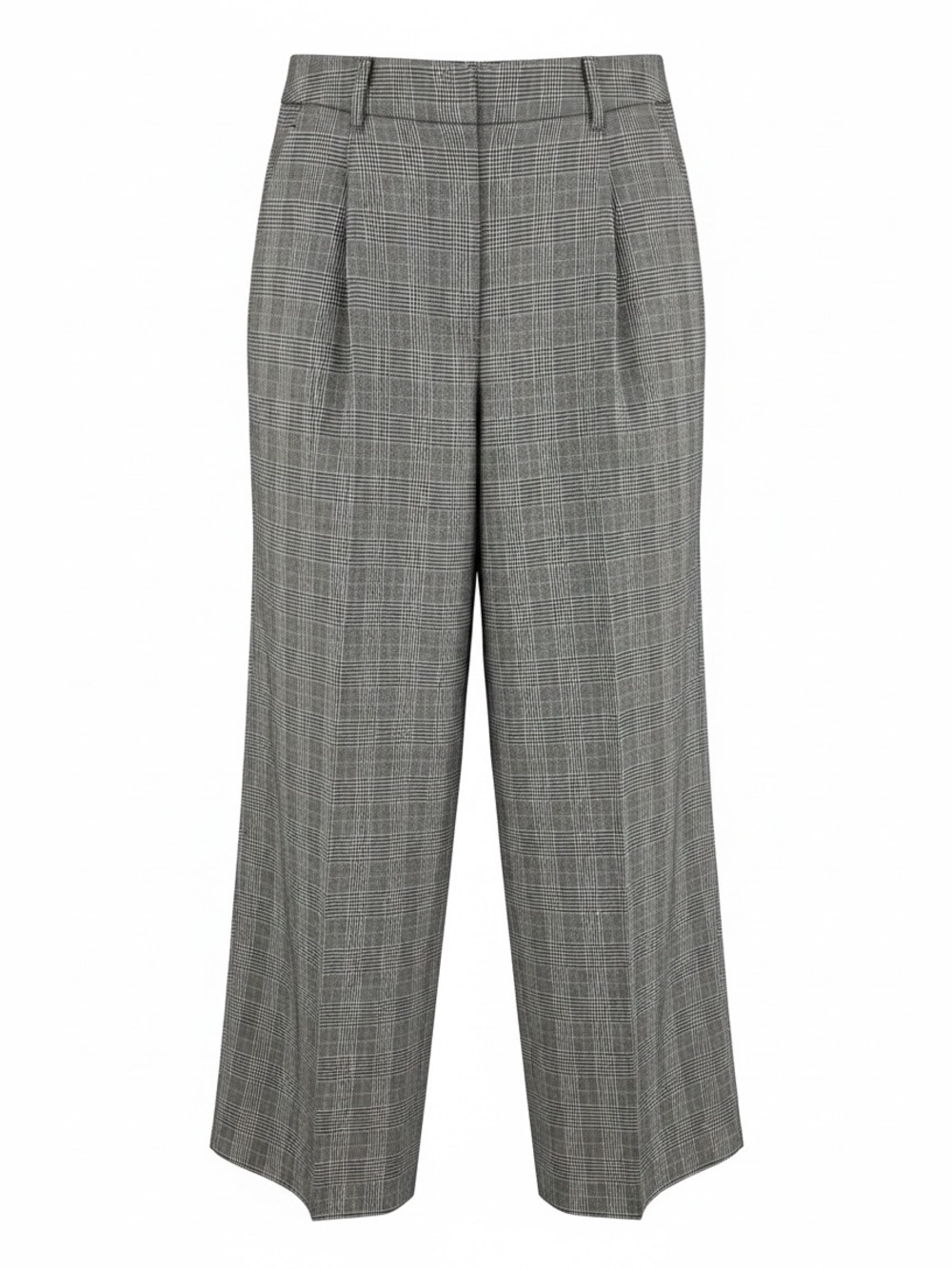 Nine West Gray Plaid Wide Leg Pants 16 High Rise Tailored Trousers